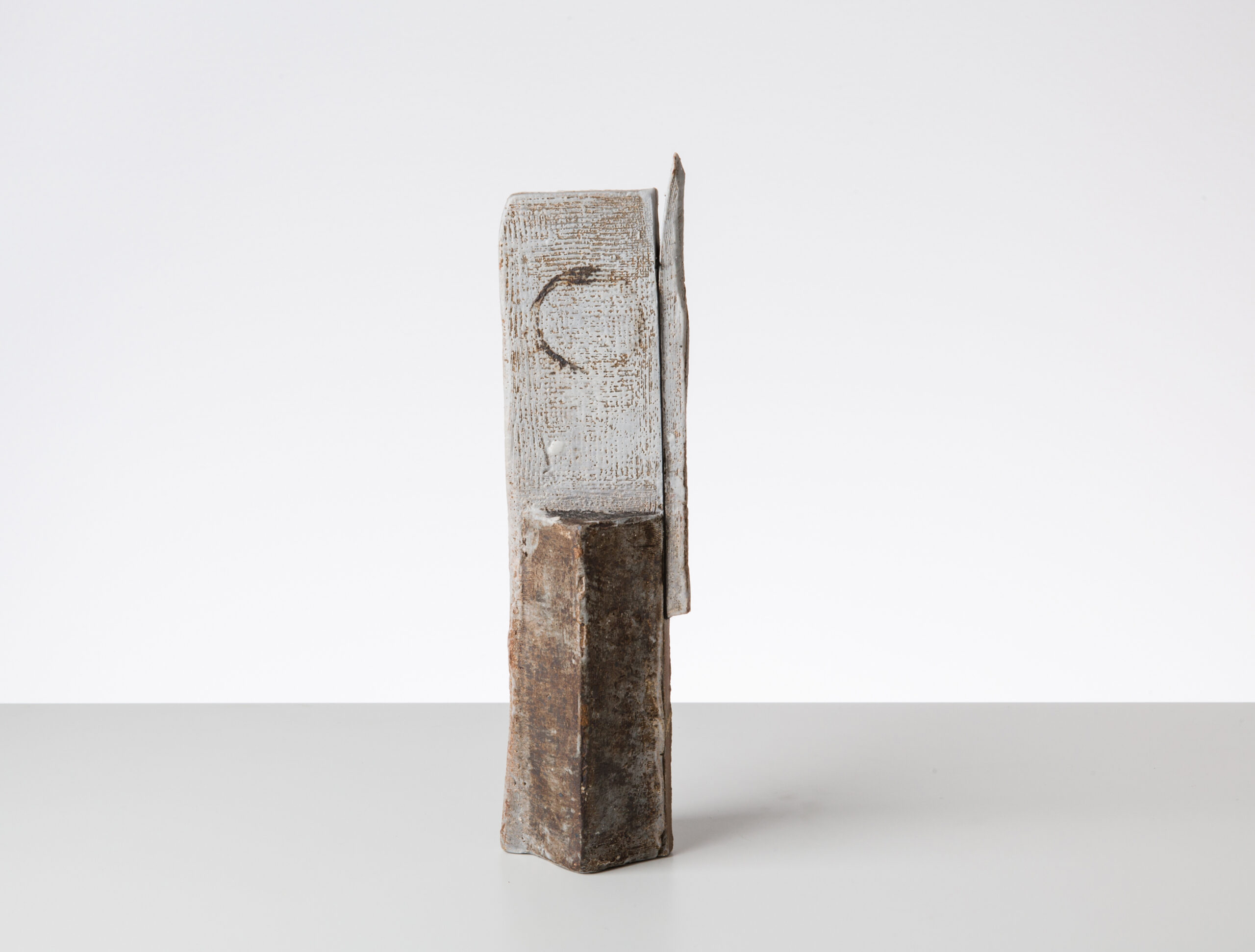 COMPOSITION #8, 2015 stoneware and slip, 9 3/4 x 2 3/4 x 2 1/4 in
