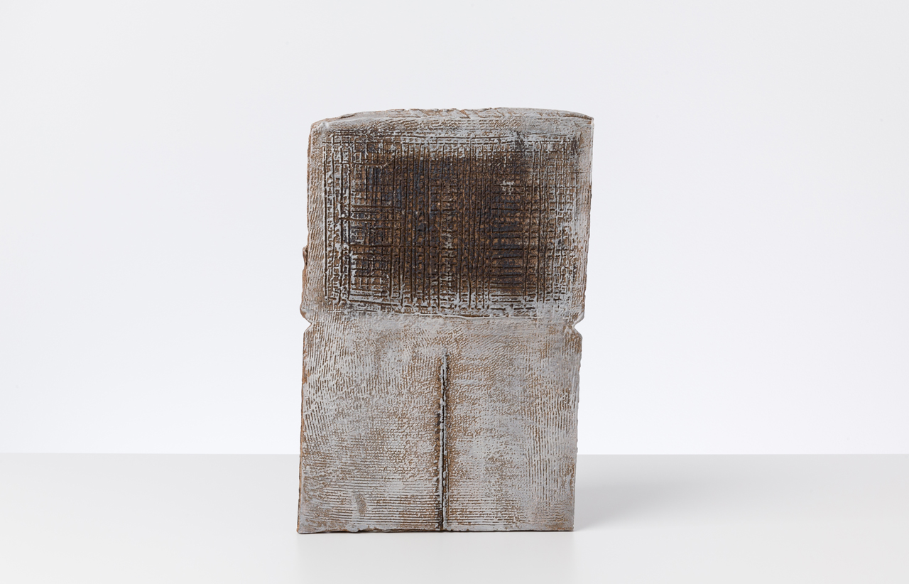STELE #4, 2016 stoneware and slip, 13 5/8 x 9 x 4 1/2 in, private collection