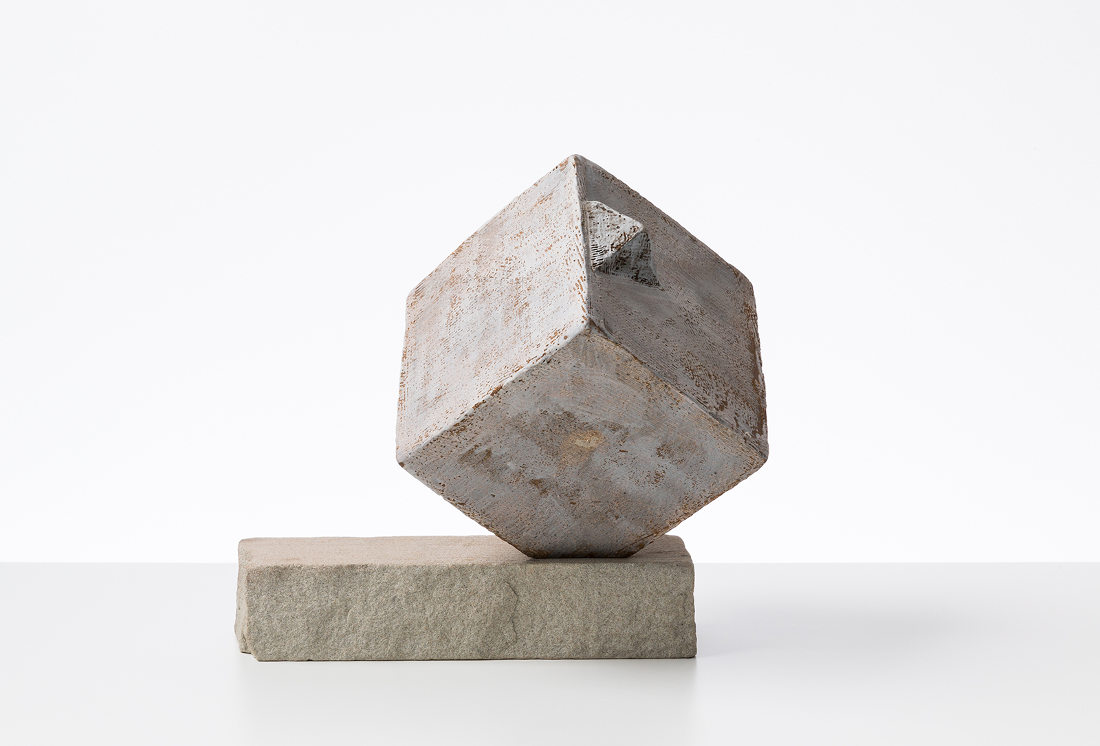 UNTITLED (TR615), 2014 stoneware and slip with stone base, 8 3/4 x 9 1/4 x 8 in, private collection